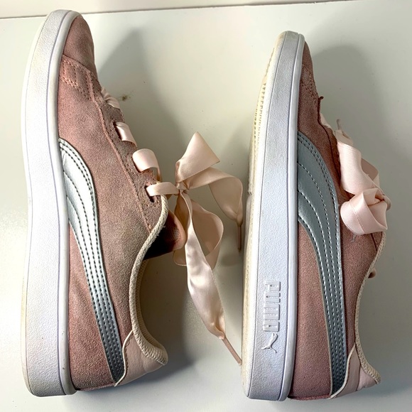 Pink Suede, Satin Lace Puma Shoes - Picture 6 of 7
